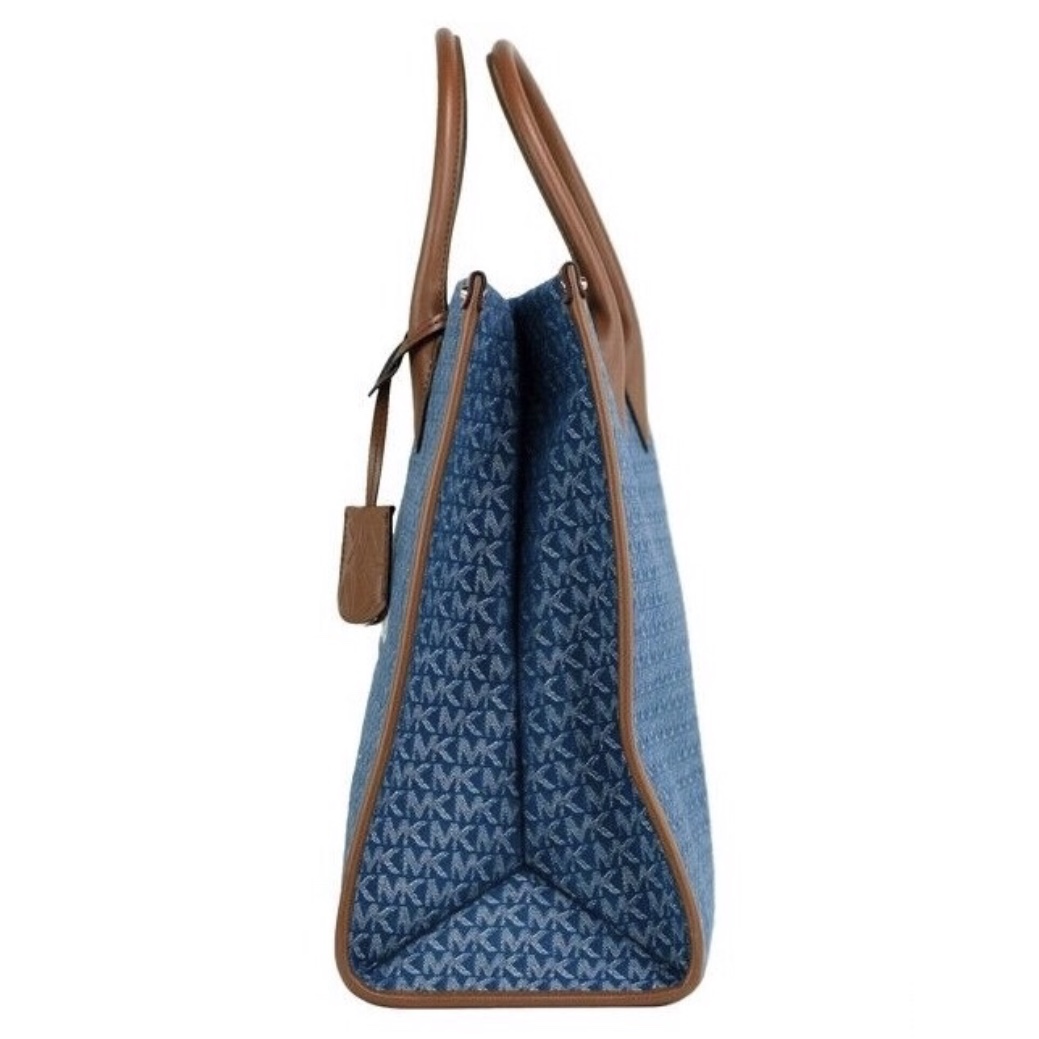 Michael Kors Blue/Brown Signature Denim and Leather Large Mirella Tote  Michael Kors