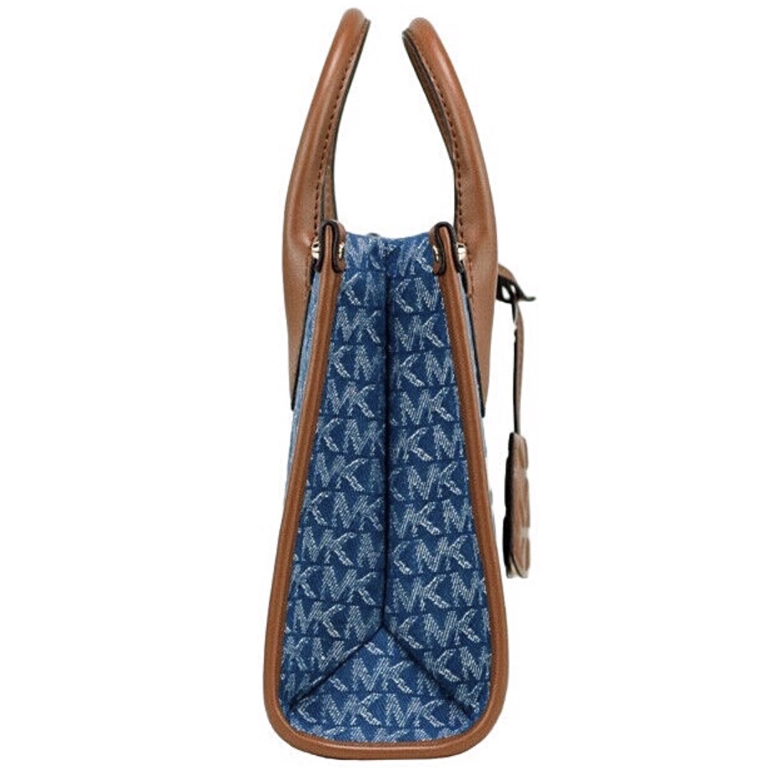 Michael Kors Blue/Brown Signature Denim and Leather Large Mirella Tote  Michael Kors